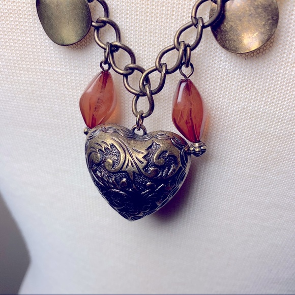 Vintage Jewelry - Vintage Necklace Heart, Beads, Rings